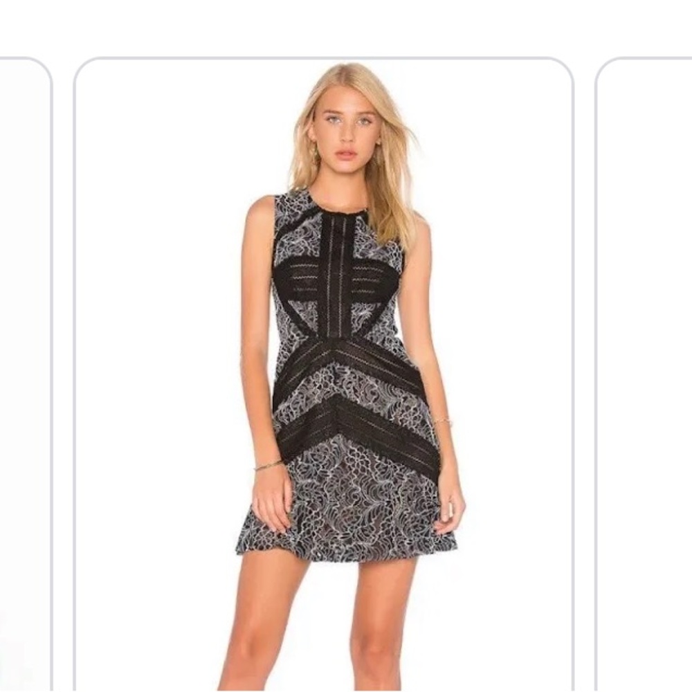 BCBG TASHA Lace Dress with Sheer Cut Out